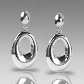 Sterling Silver Polished Oval Hoop Earrings