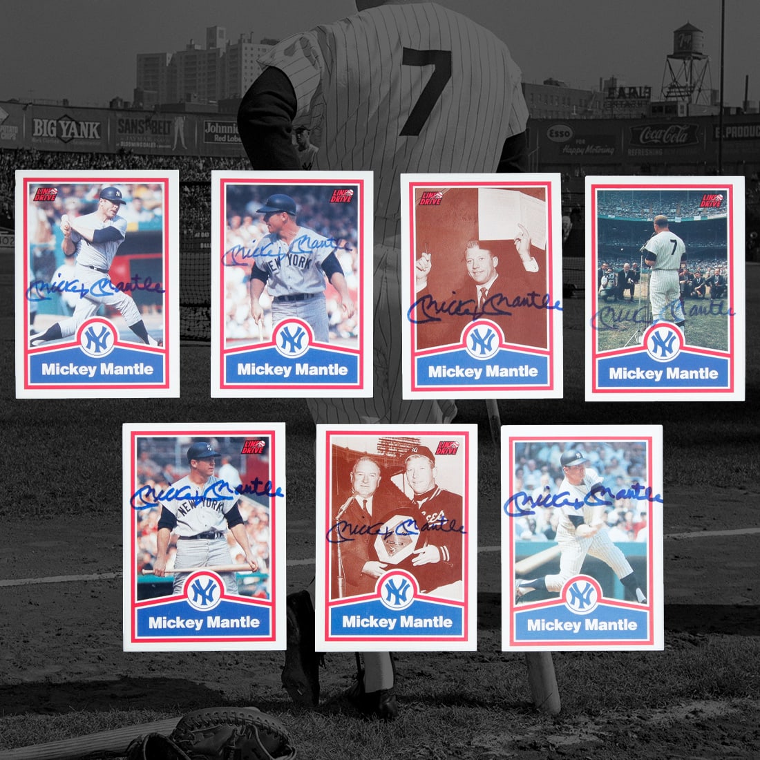 Set of 7 Mickey Mantle Signed Baseball Cards (1 of 2)