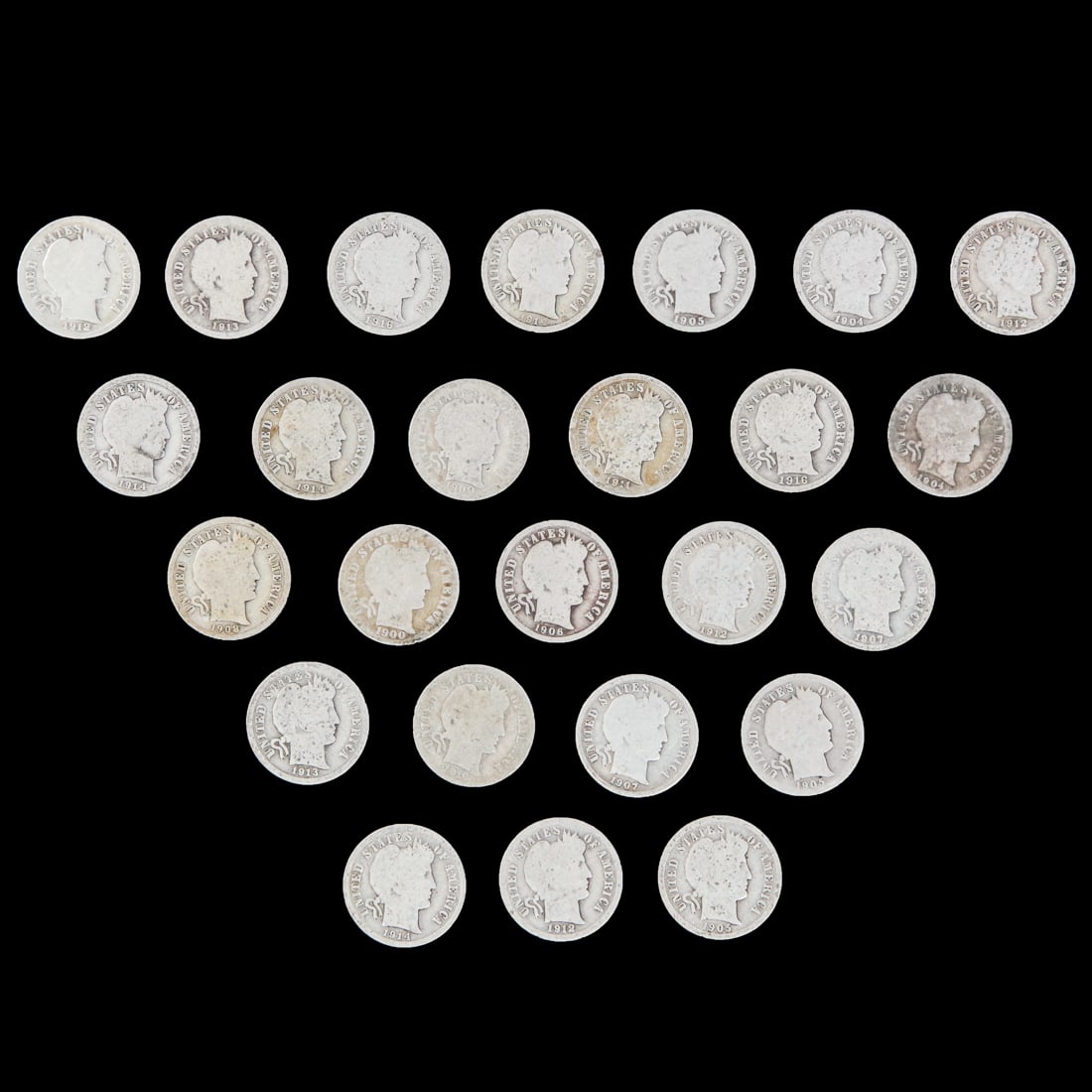 (25) Barber Dimes Lot Various Dates & Mints (1 of 2)
