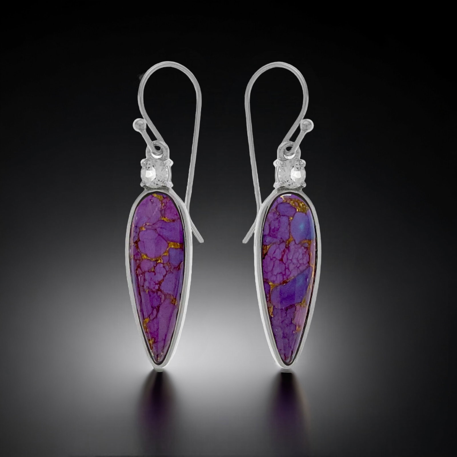 Purple Mohave Turquoise & White Topaz Sterling Silver Earrings (1 of 1)