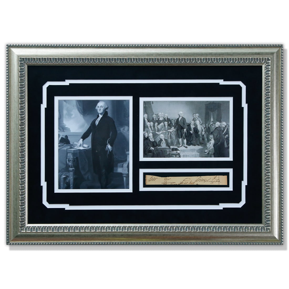 George Washington Oxidized Ink Signature & Initials on 1X11 Document Cut (1 of 4)
