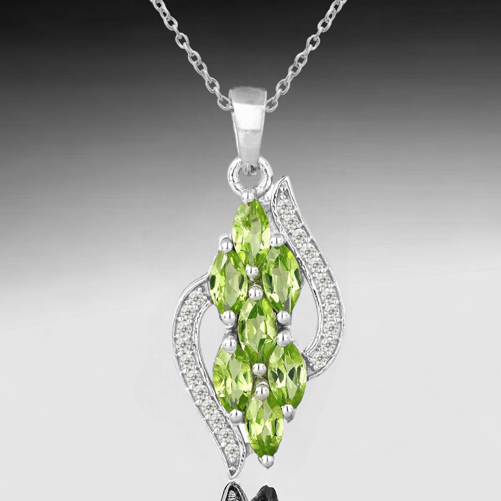 2.33ct Cluster Peridot Sterling Silver Pendant with 18" chain (1 of 1)