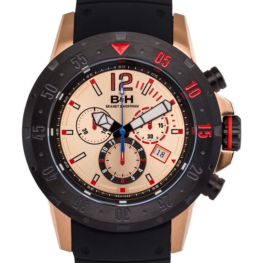Brandt & Hoffman: Swiss Chronograph: Elevate your style with the Brandt & Hoffman Swiss Forsyth Men's Watch, a timepiece that blends Swiss precision with modern design. Powered by a Swiss Ronda 5030.D movement, this watch ensures accurat
