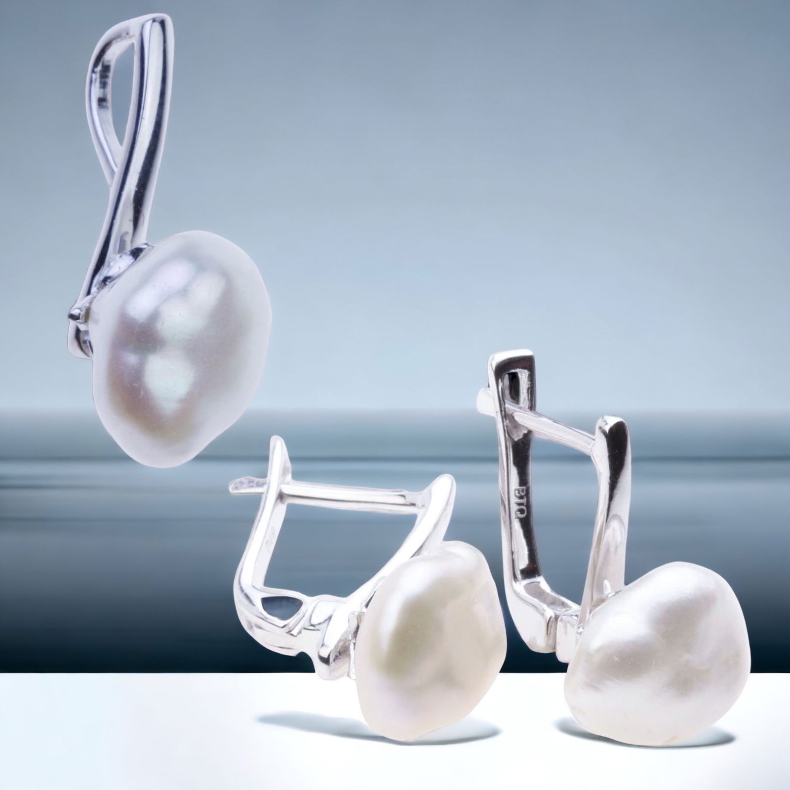 Elegant Freeform Pearl  Pendant & Earrings Set (1 of 1)