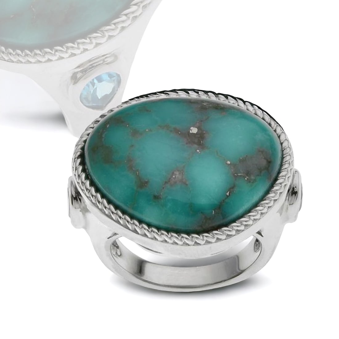 .925 Silver Ring Campo Frio Turquoise & Blue Topaz (1 of 1)