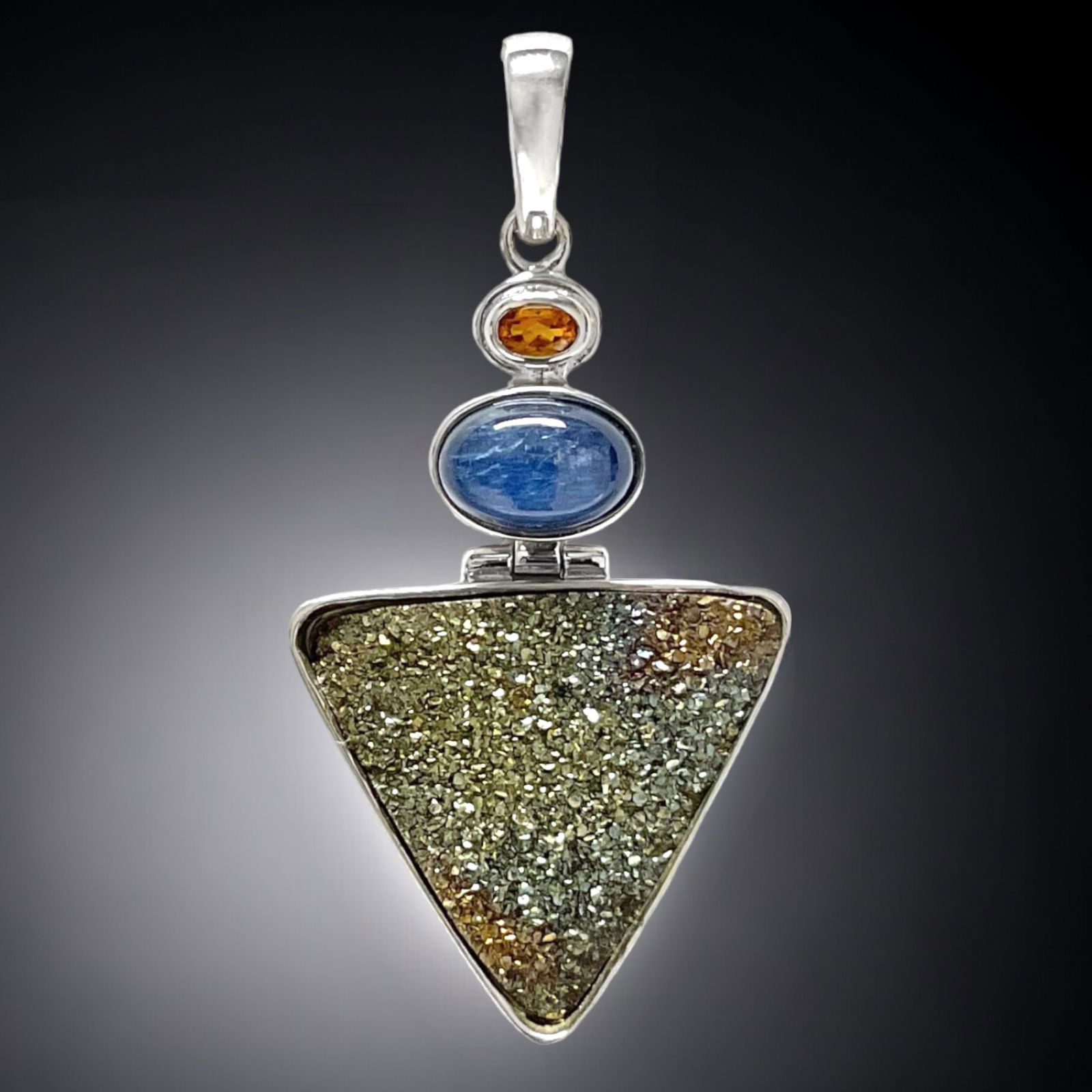 Rainbow Pyrite Contemporary Sterling Silver Pendant (1 of 1)