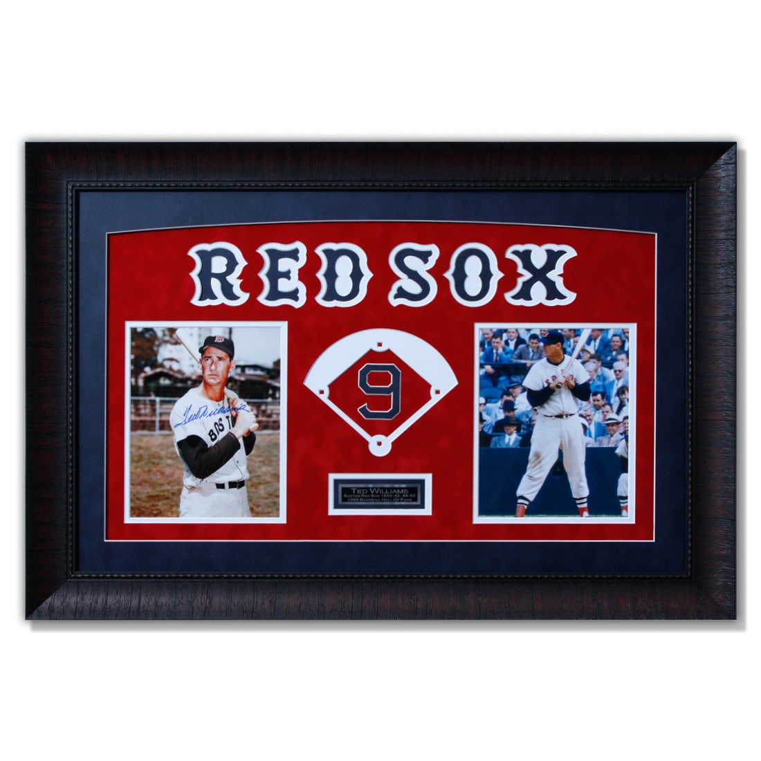 Ted Williams Signed Photograph: This auction presents a highly coveted piece of sports memorabilia: a photograph signed by Ted Williams, one of the greatest hitters in the history of Major League Baseball (MLB). This signed photogra