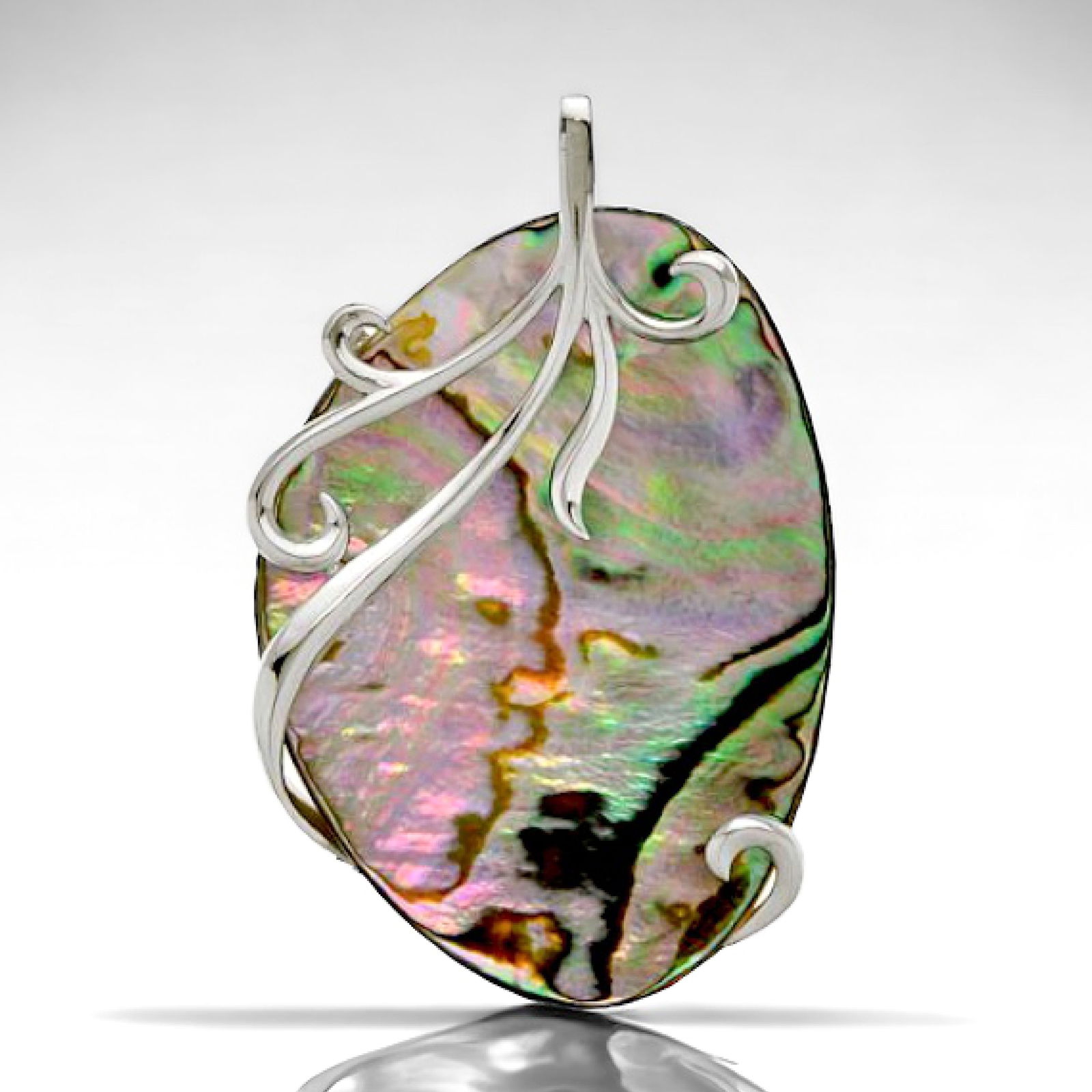 Sterling Silver Large Abalone Overlay Pendant (1 of 1)