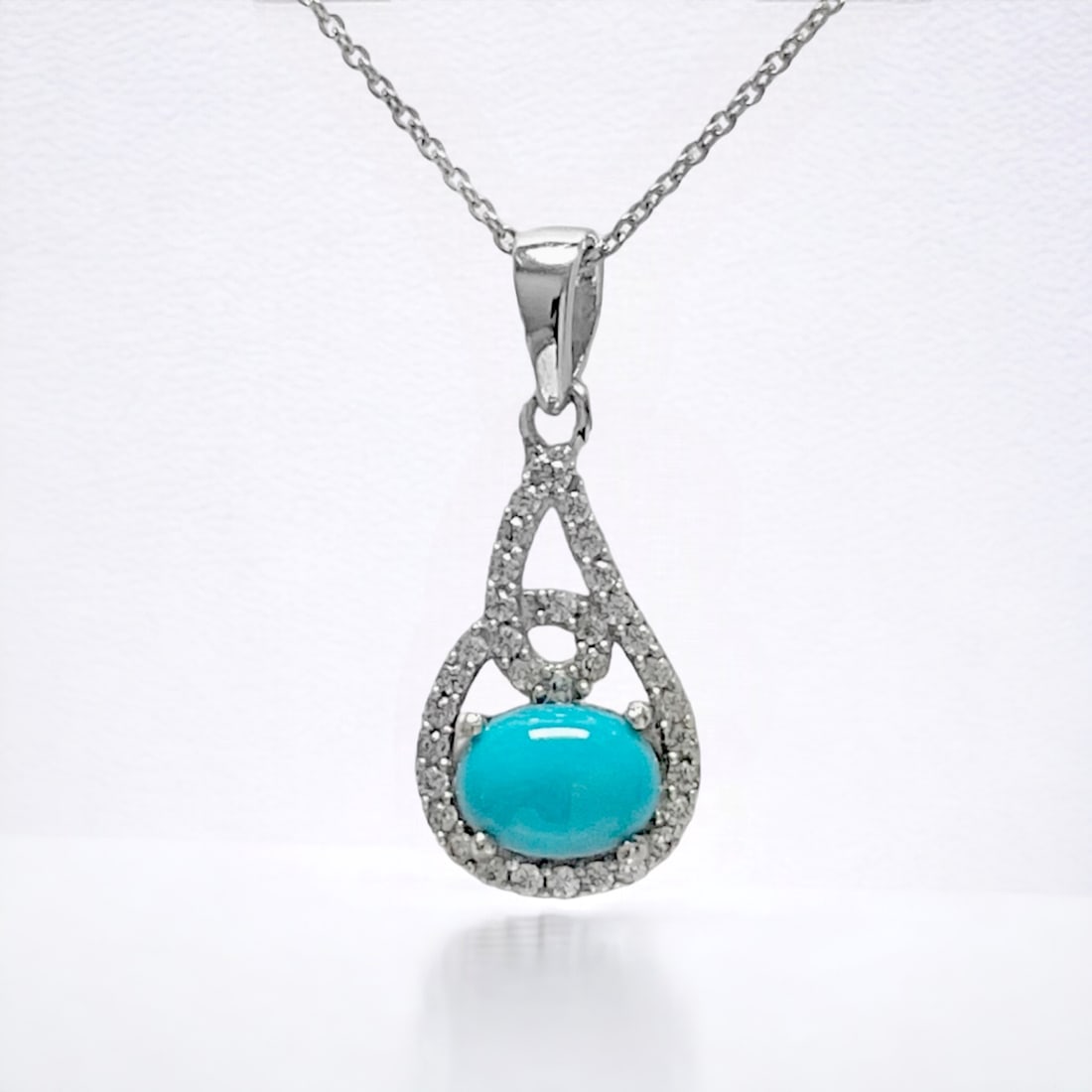 Southwest Turquoise & Zircon Sterling Silver Pendant (1 of 1)