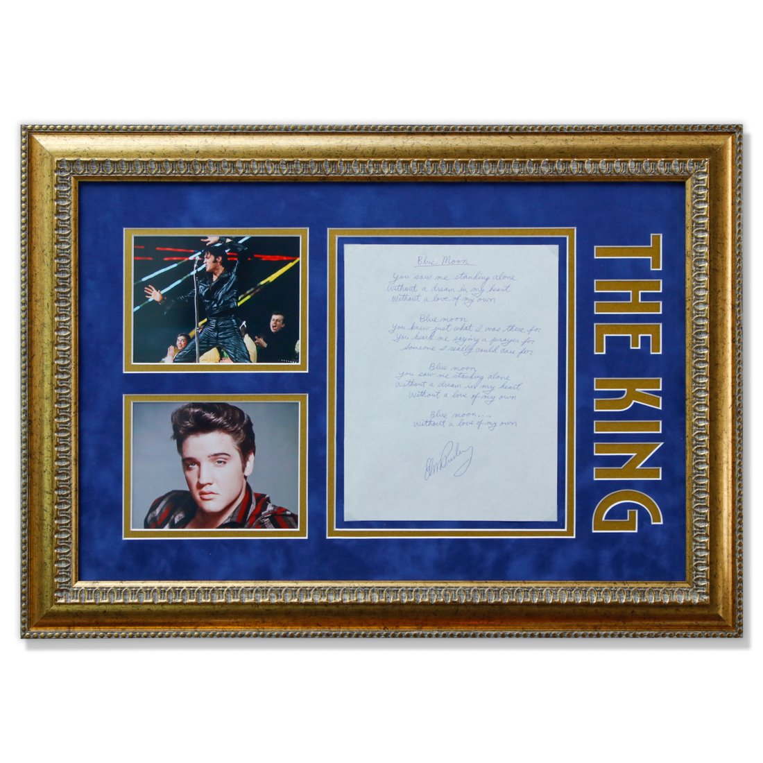 Elvis Presley Signed Handwritten "Blue Moon" Lyrics - Museum Quality Custom Framed Presentation (1 of 3)