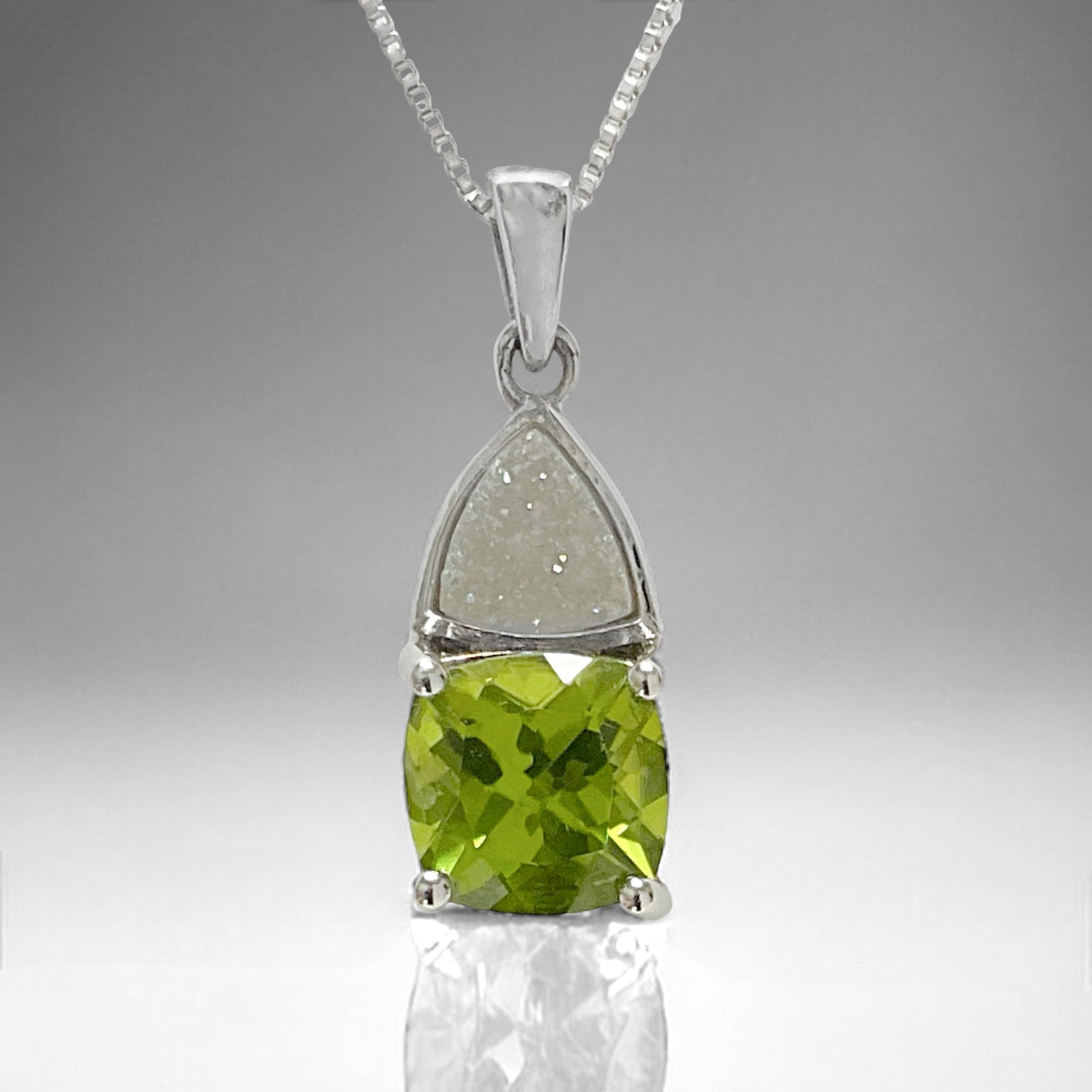 Peridot & Opal Druzy Sterling Silver Pendant (1 of 1)