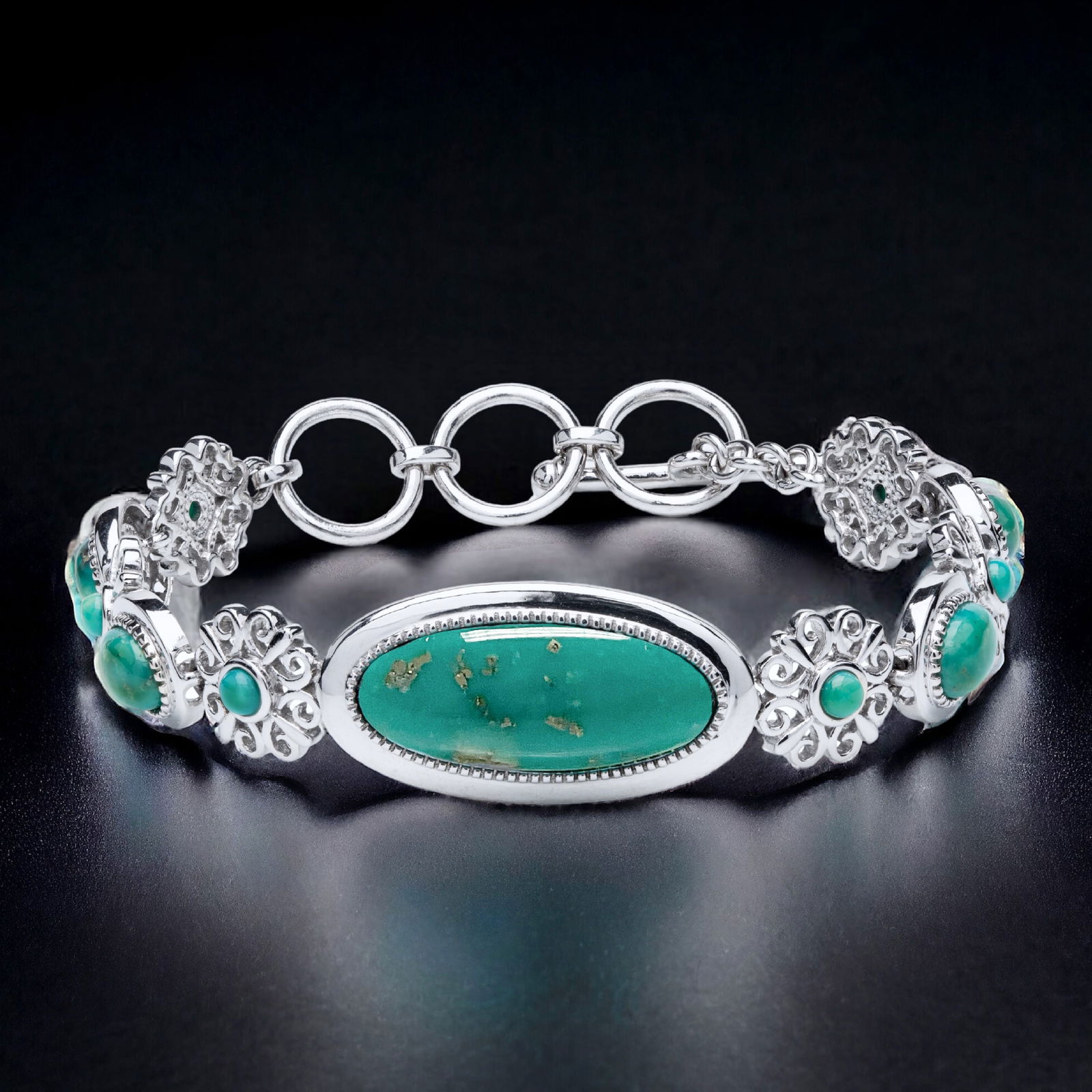 Campo Frio Turquoise Sterling Silver Toggle Bracelet 7.75" (1 of 1)