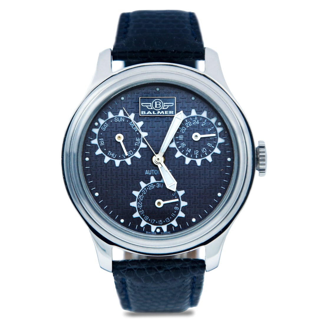 Balmer Vintage Swiss Made Complicated Automatic Watch: Pristine Balmer Swiss-Made Automatic Watch - New Old Stock with Triple Complications. We are proud to showcase a resplendent artifact of timekeeping artistry, the Balmer Swiss-Made Automatic Watch, un