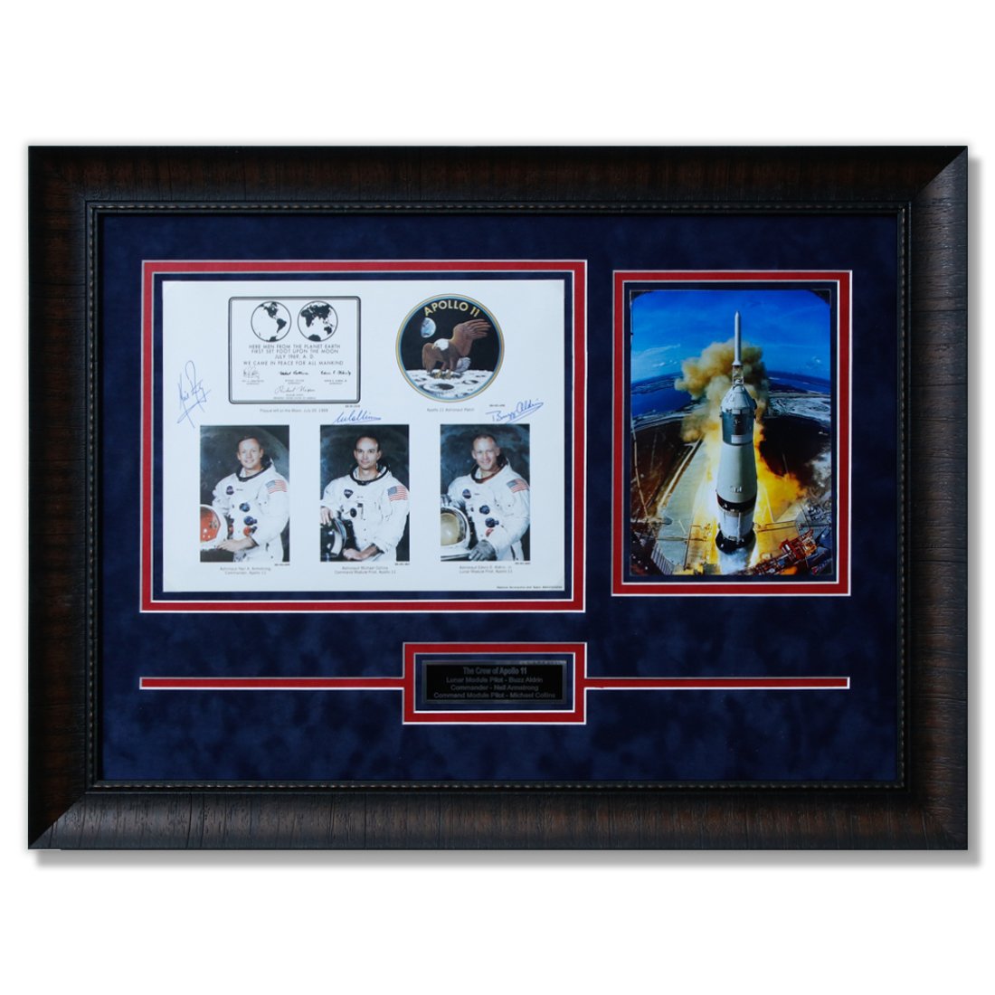 Apollo 11 Crew Signed Large Custom Framed NASA Montage (1 of 5)