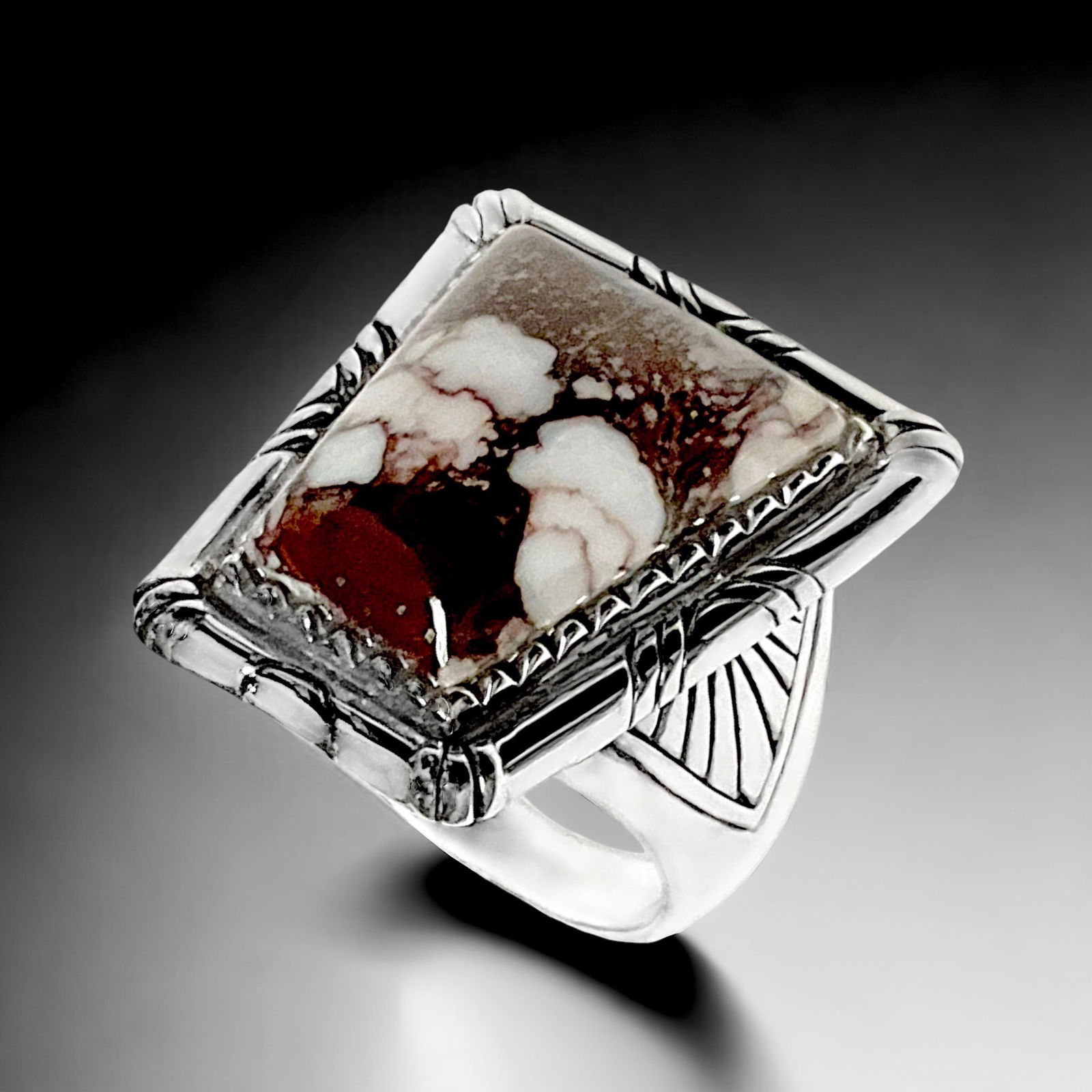 Trapezoid Wild Horse Southwest Design Sterling Silver Ring Size 8 (1 of 1)