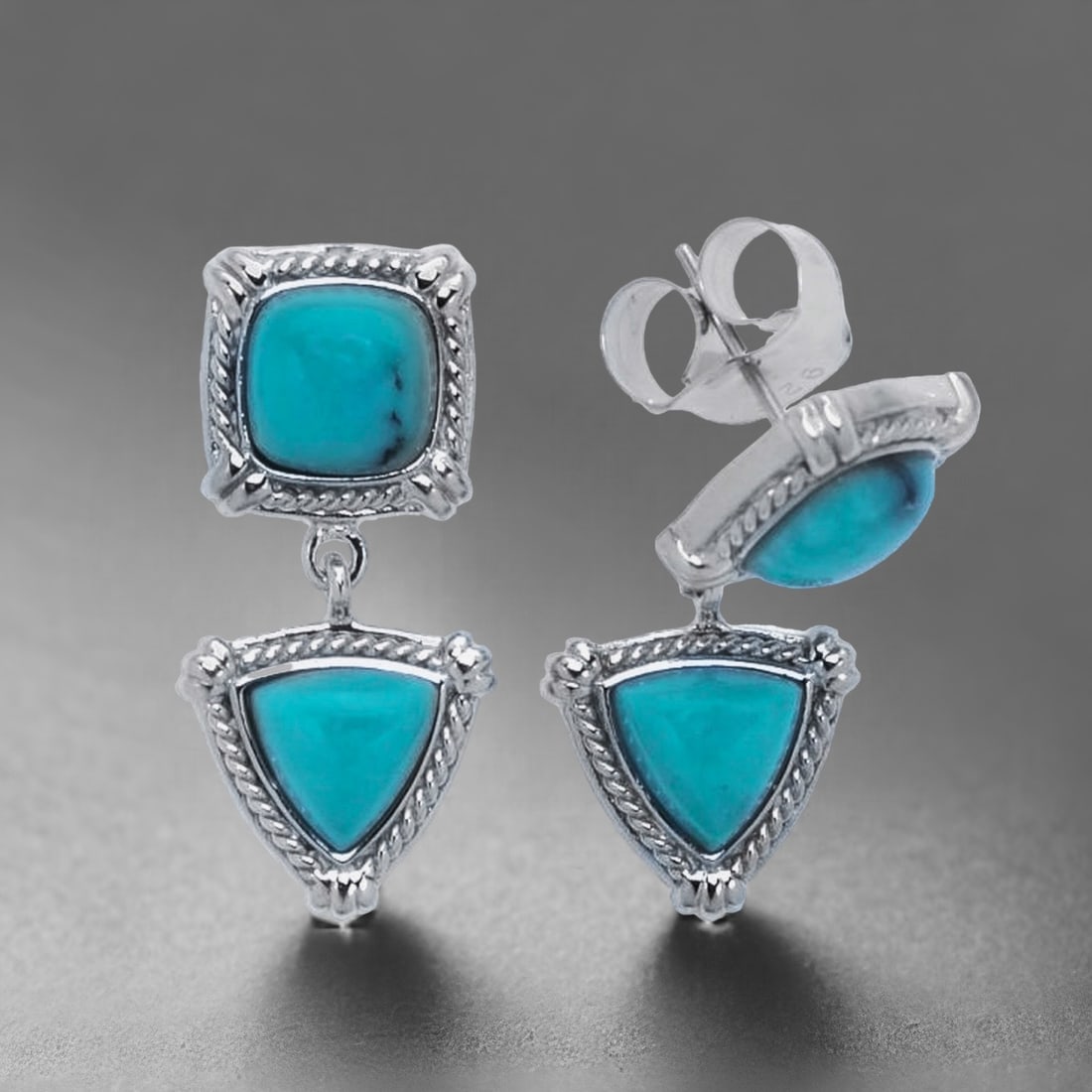 Multi shape Sterling Silver Turquoise Earrings (1 of 1)