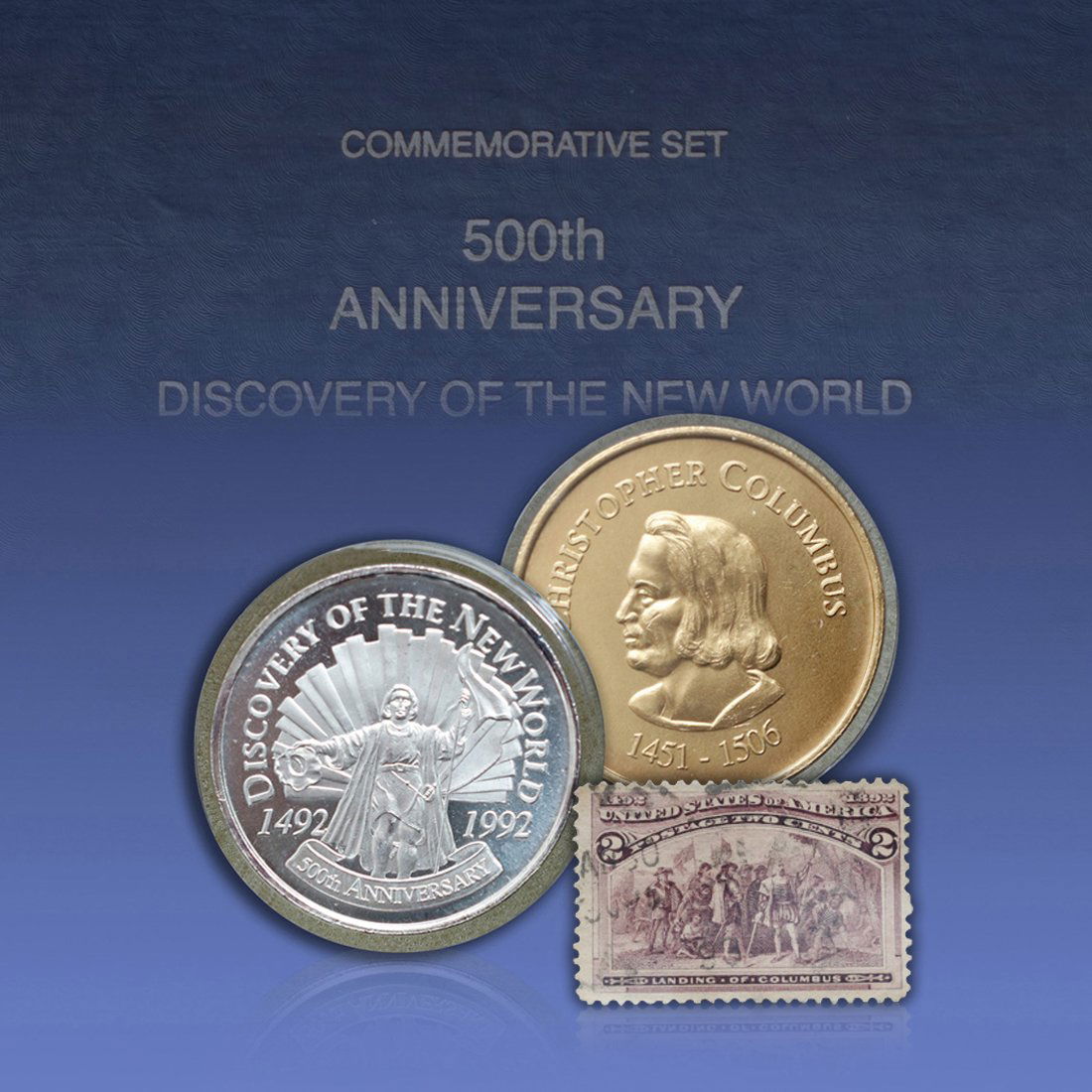 1492-1992  500th Anniv. Commemorative Discovery of the New World Coins & Stamp Set (1 of 3)