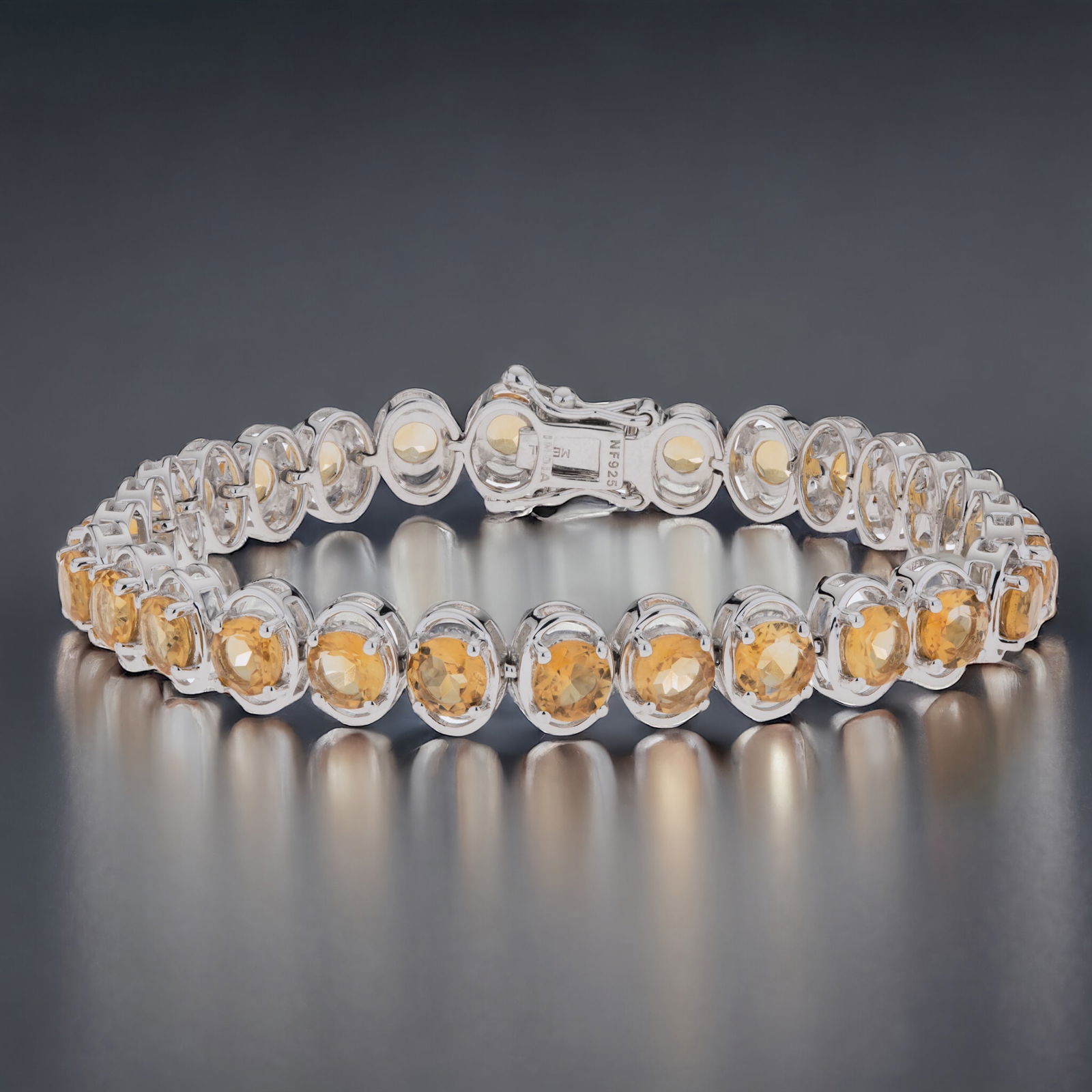 11.76 cttw Citrine Sterling Silver Tennis Bracelet (1 of 1)