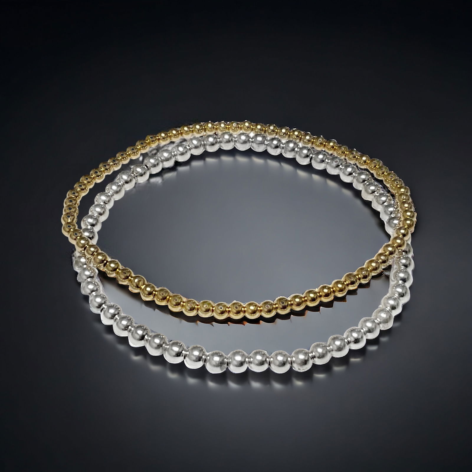 14K and Sterling Sikver Friendship Bead Stretch Bracelet Set (1 of 1)