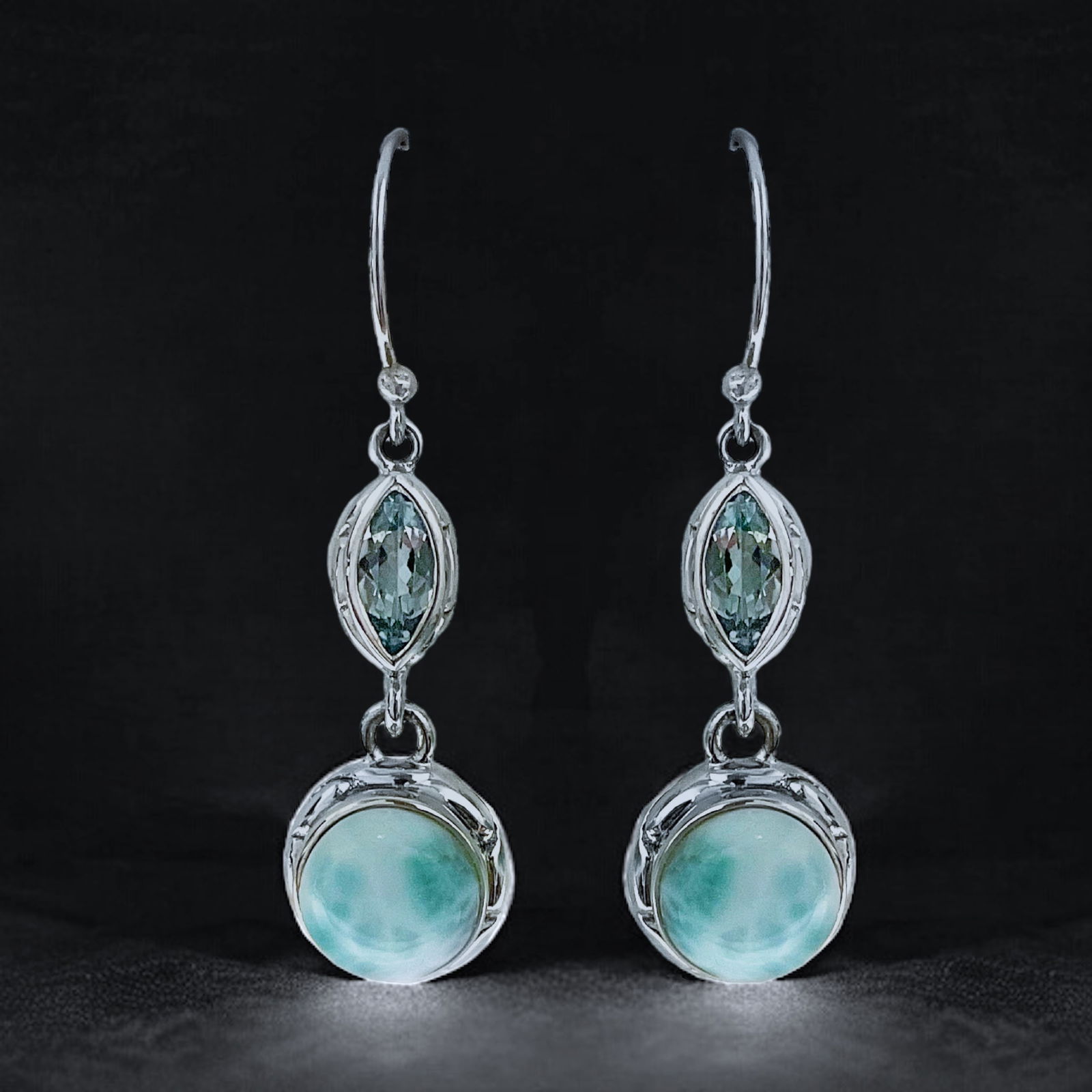 Exquisite Blue Topaz & Larimar Sterling Silver Drop Earrings (1 of 1)