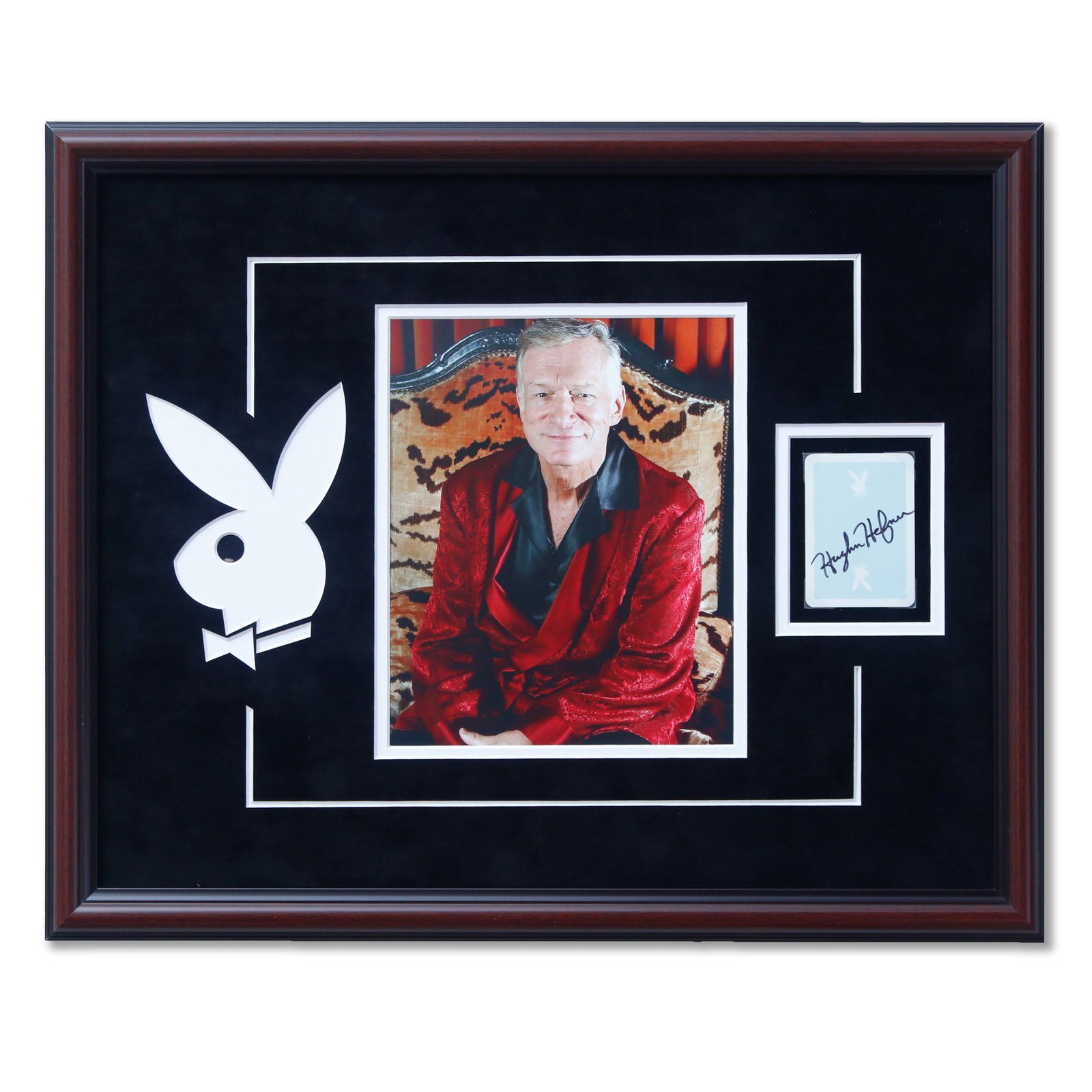 Hugh Heffner Signed Playboy Playing Card - Custom Framed (1 of 3)
