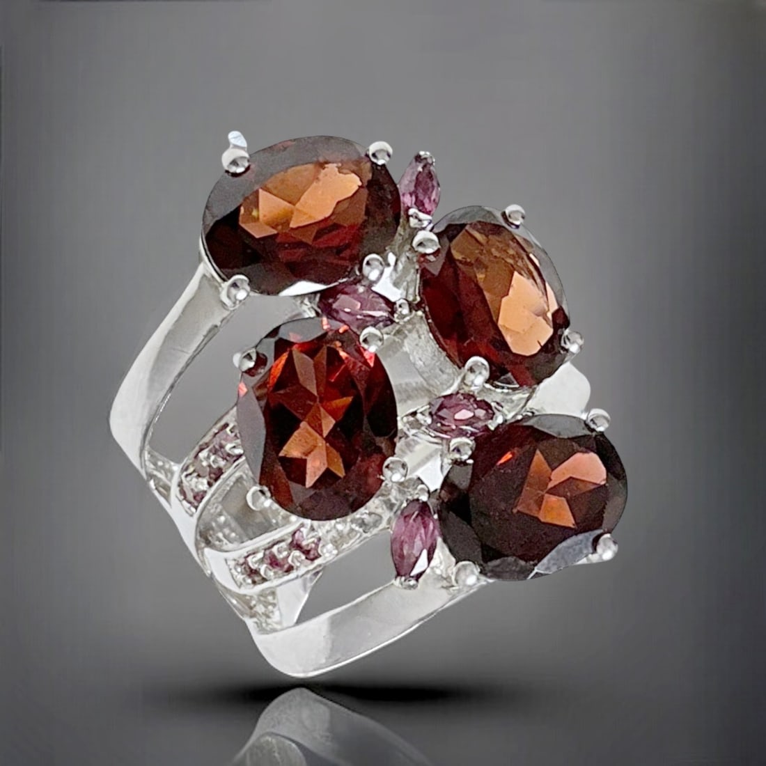 Bold Garnet Ring to adorn your finger! Crafted in Sterling Silver - Size 7.5 (1 of 1)