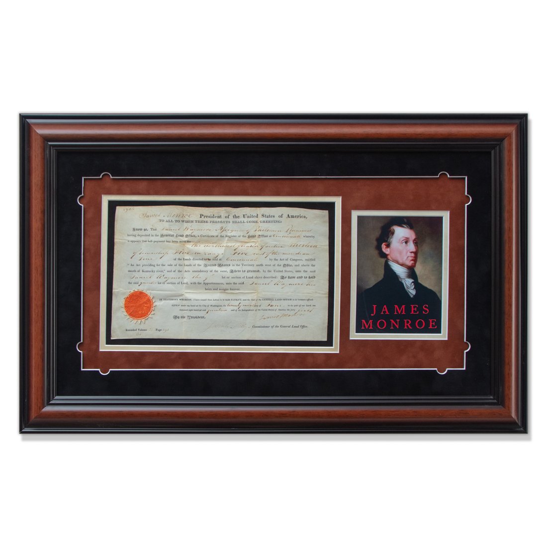President James Monroe Signed Land Grant Dated 1817 With Official Seal (1 of 4)