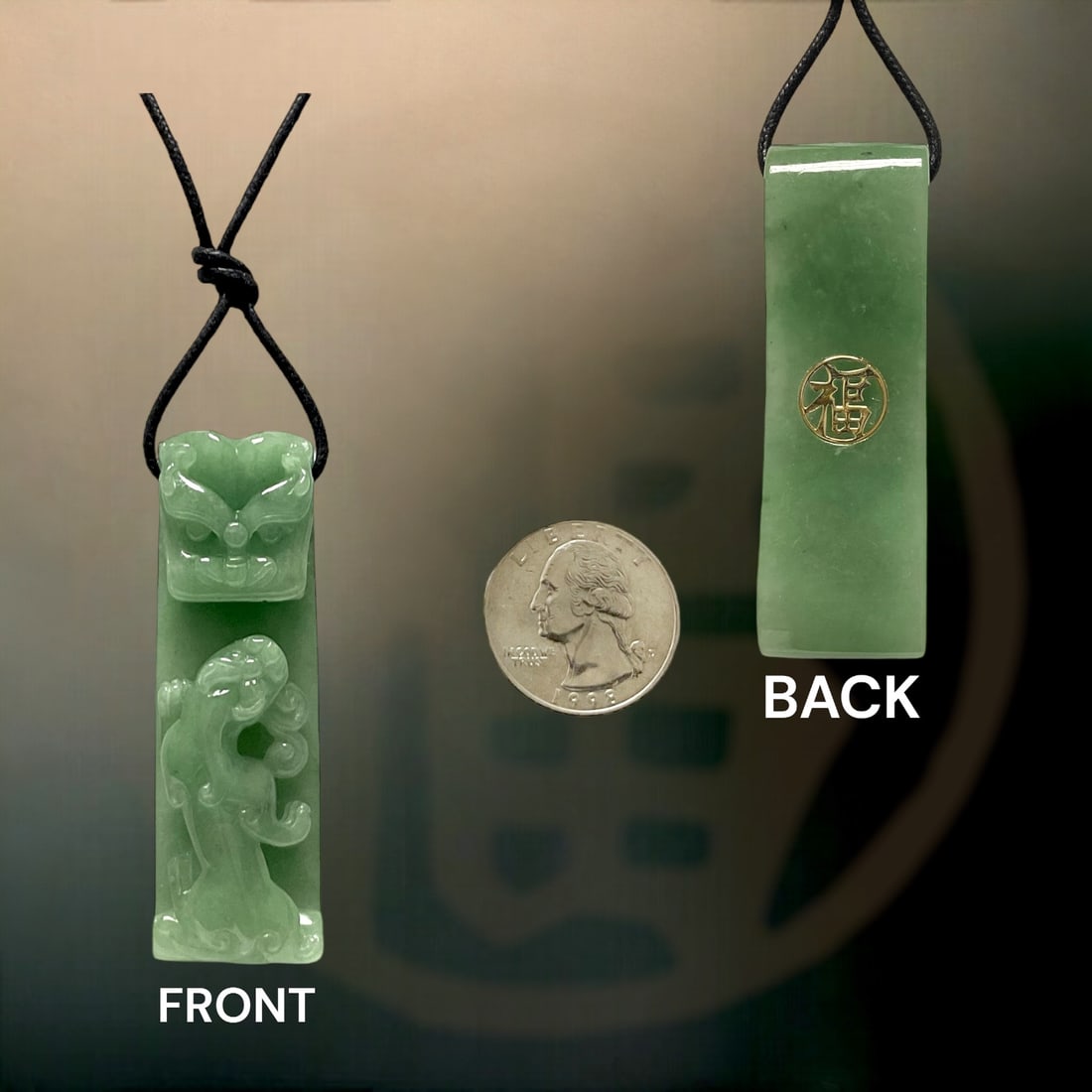 14K Carved Jade Pendant Amulet (1 of 1)