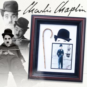 Charlie Chaplin Signed Vintage Bamboo Mini Cane in Museum-Quality Display
