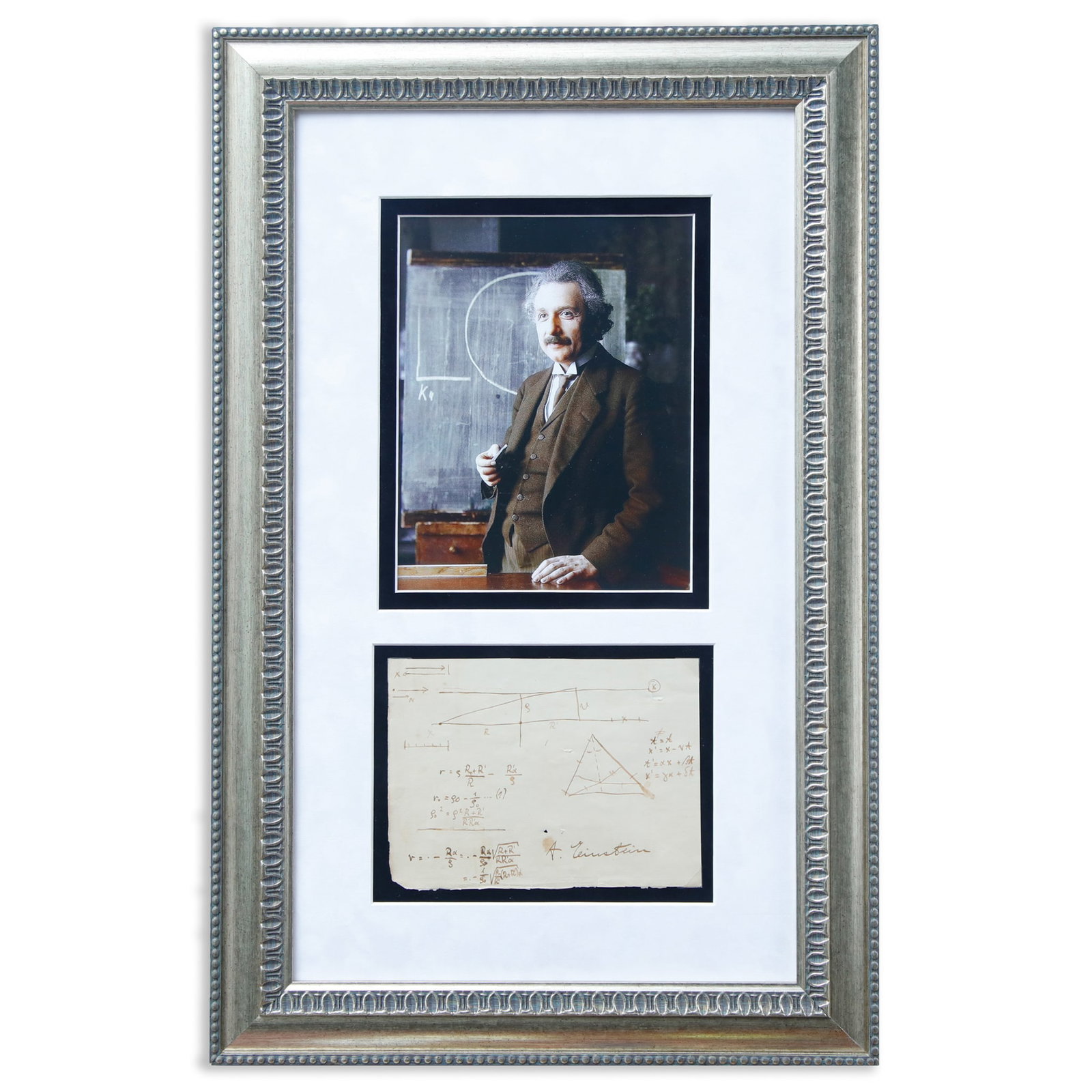 Albert Einstein's Handwritten and Signed Mathematical Equation with Geometric Illustrations (1 of 5)