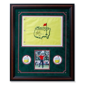 Tiger Woods Signed Master's Golf Flag Inscribed With The Years He Won The Masters