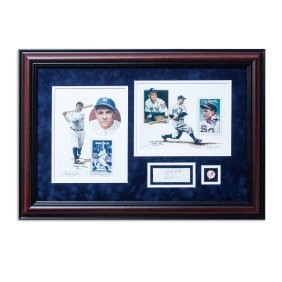 Rare Babe Ruth & Lou Gehrig Signed Autograph Card with Christopher Paluso Lithographs