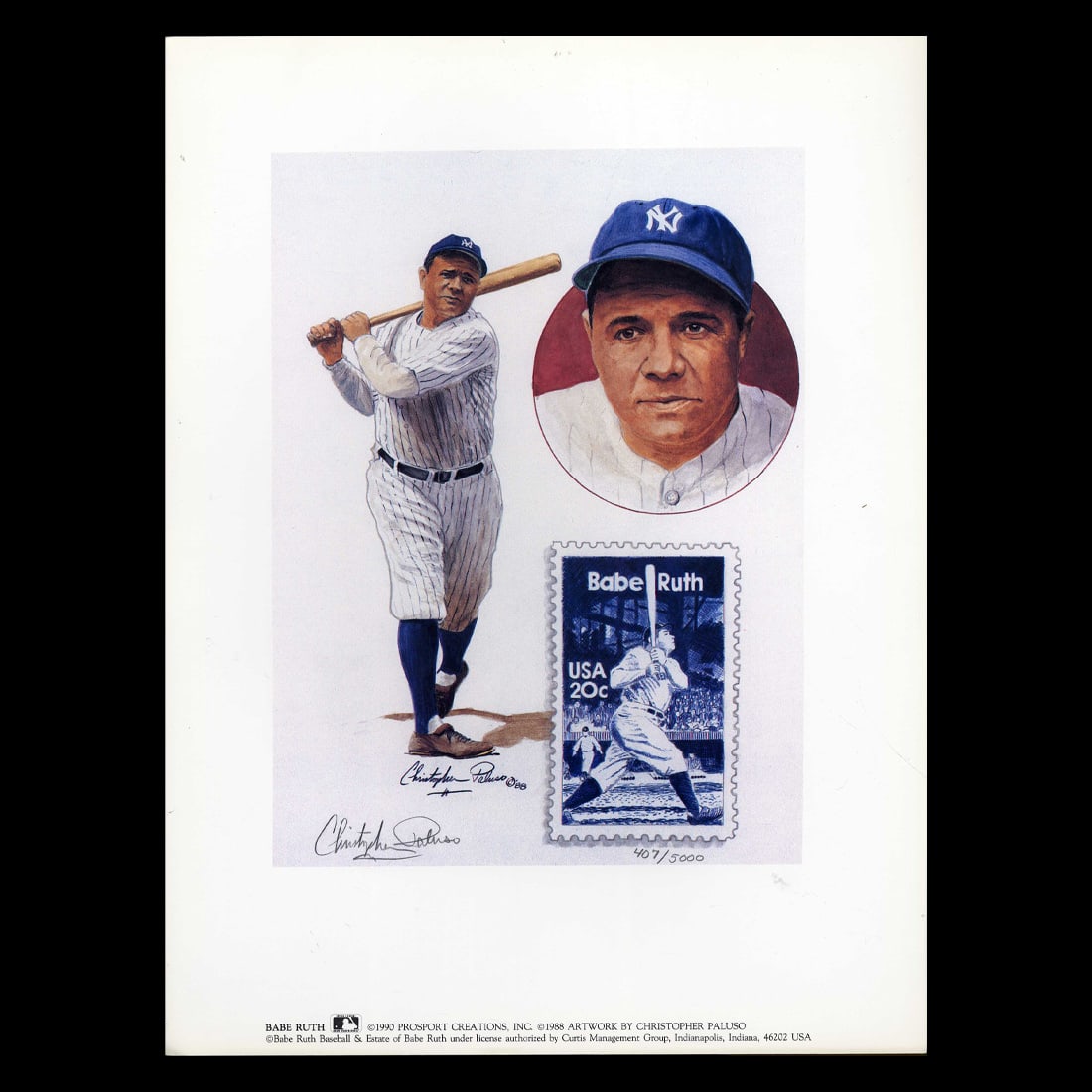 Rare Babe Ruth & Lou Gehrig Signed Autograph Card with Christopher Paluso Lithographs (1 of 6)