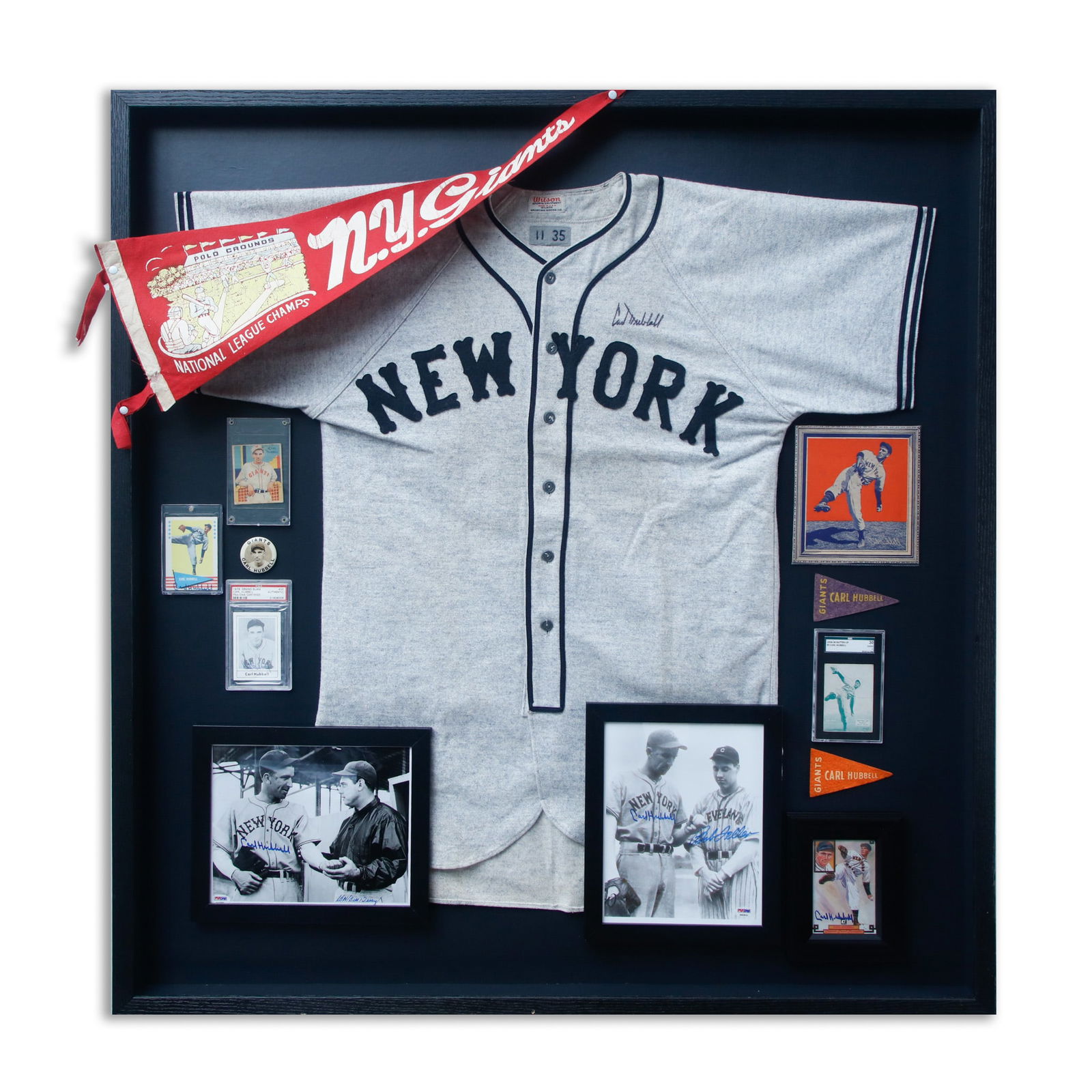 Carl Hubbell Display & Vintage Giants Polo Grounds Pennant–A Tribute to a Baseball Legend (1 of 18)