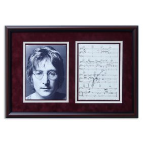 John Lennon Signed "Woman" Music Sheet with Self-Portrait