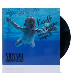 Kurt Cobain Inscribed and Autographed "Nevermind" Album Cover