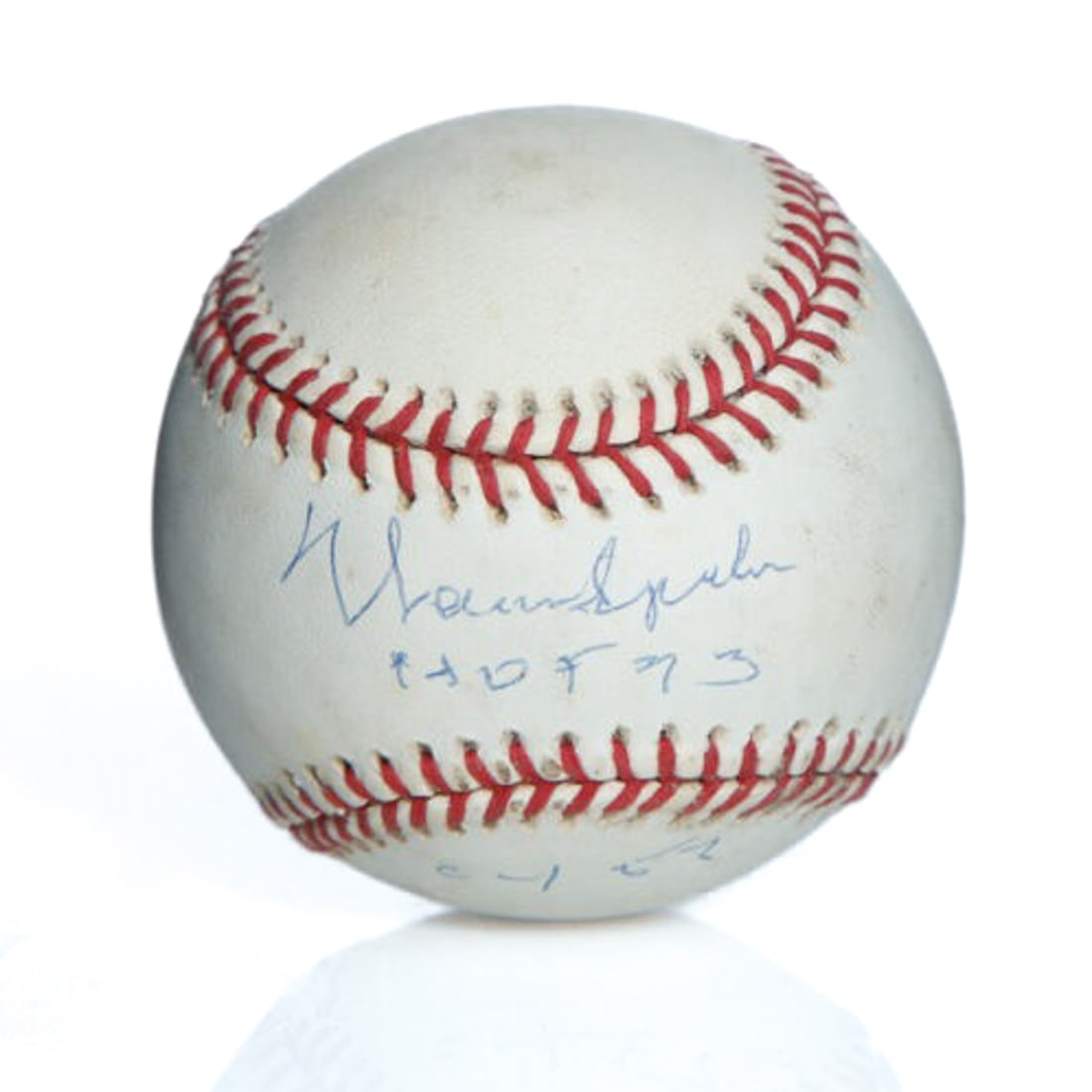 Warren Spahn Autographed ONL Baseball with Hall of Fame Inscription (1 of 7)