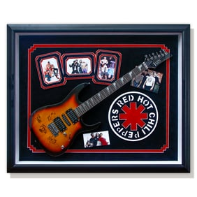 Red Hot Chili Peppers Autographed Isin Electric Guitar in Custom Museum-Quality Display