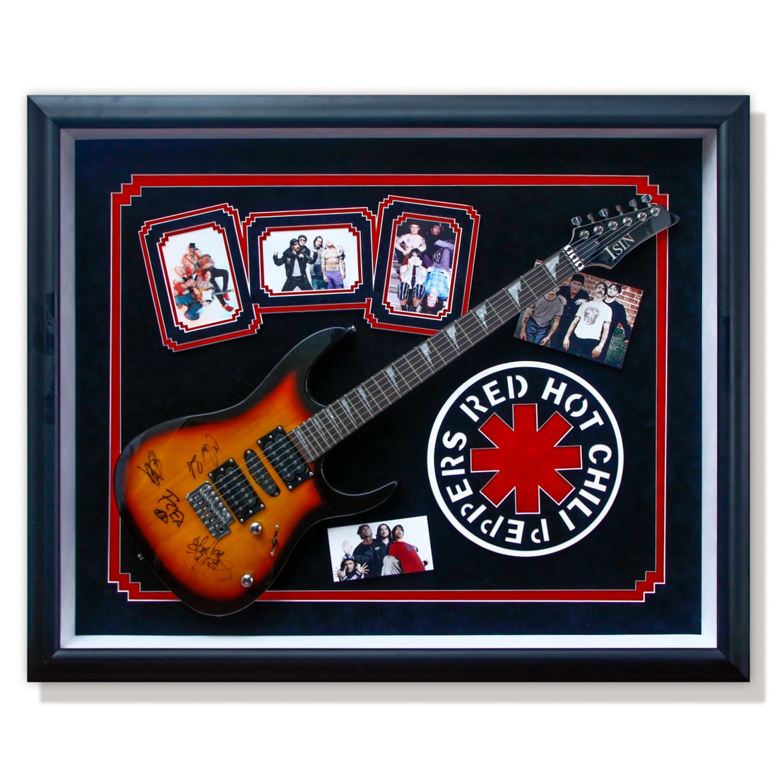 Red Hot Chili Peppers Autographed Isin Electric Guitar in Custom Museum-Quality Display (1 of 5)