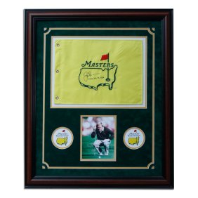 Jack Nicklaus Signed Master's golf flag inscribed with the years he won the Masters