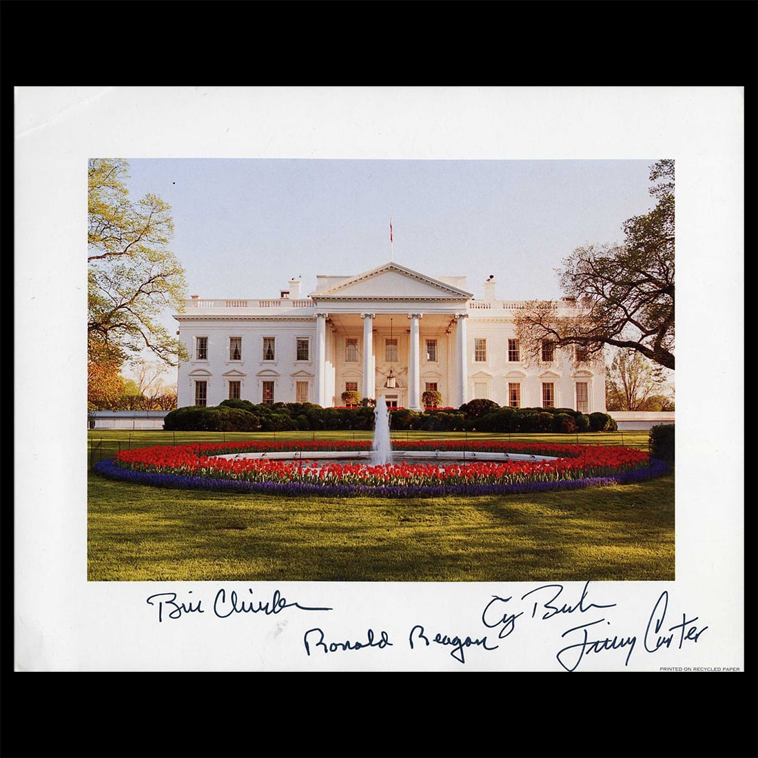 White House Photo Signed By Ronald Reagan, George H.W. Bush, Jimmy Carter & Bill Clinton (1 of 5)