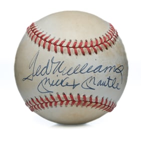 Ted Williams & Mickey Mantle Dual-Signed OAL Bobby Brown Baseball