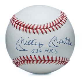 Mickey Mantle Signed and Inscribed OAL Bobby Brown Baseball – "536 HRS"