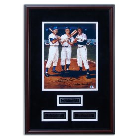The Center Field Maestros: Mays, Mantle & Snider Triple-Signed 11x14 Photograph