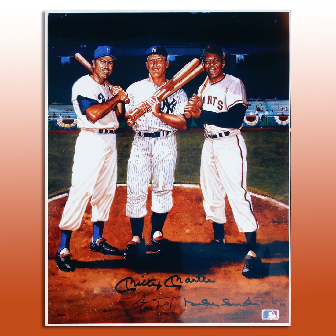 The Center Field Maestros: Mays, Mantle & Snider Triple-Signed 11x14 Photograph (1 of 5)