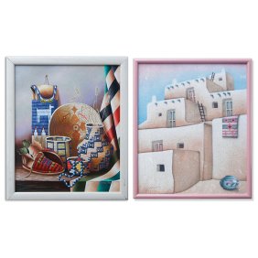 Set of Two Original Paintings by Danielle Sully - Oil Painting of Basket & Shoes