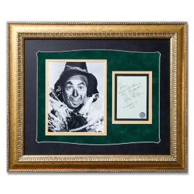 Ray Bolger (Scarecrow) Autograph Page with Photograph in Custom Frame