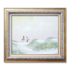 J. Okeefe Original Oil Painting of Boy and Girl At The Ocean