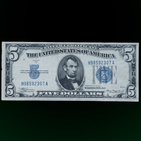 1934 A  $5 Dollar Blue Seal Silver Serial #H98592307 A