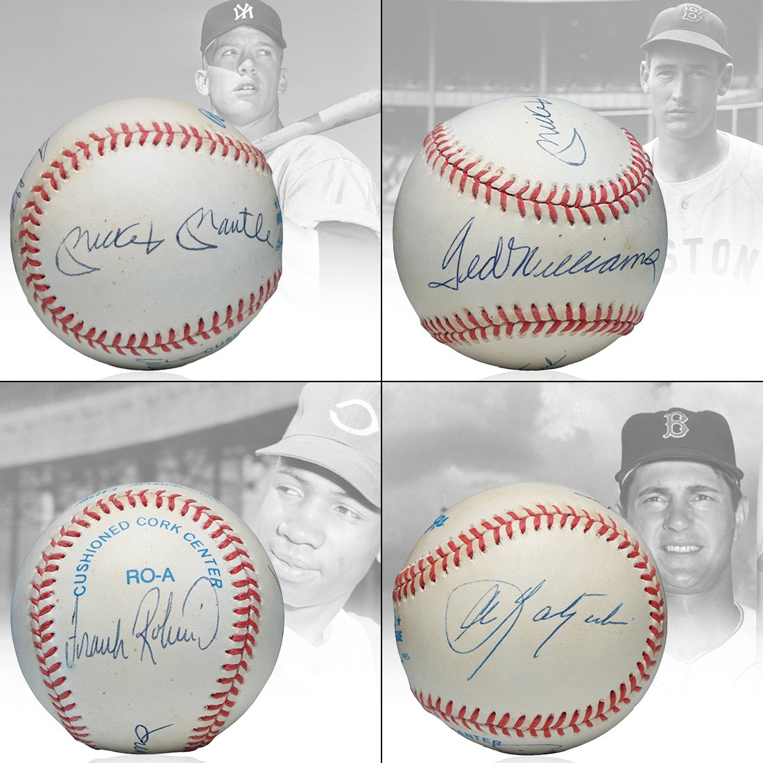 Triple Crown Winners: Ted Williams, Mickey Mantle, Frank Robinson & Carl Yastrzemski Signed OAL (1 of 7)